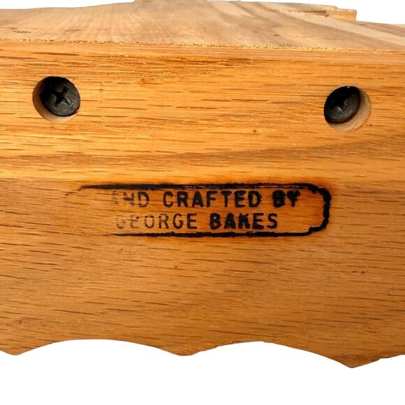 Old World Santa Wooden Signed George Bakes Cranston Victorian Holiday Decor 12" - Picture 8 of 12